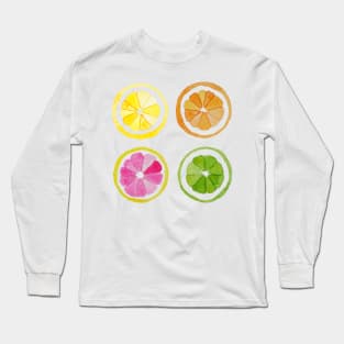 Neon Summer Citrus Fruits Long Sleeve T-Shirt